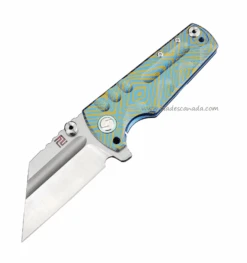 Artisan Proponent Flipper Framelock Knife, S35VN, Titanium Blue/Gold, 1820GBU03