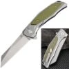Artisan Cutlery Megahawk Flipper Folding Knife, D2, Aluminum/G10 OD, 1809PGGN -Artisan Cutlery Shop ATZ1809PGGNx