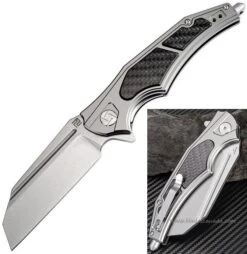 Artisan Cutlery Apache Flipper Folding Knife, D2, Aluminum/CF, 1813PGCF