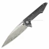 Artisan Cutlery Small Archaeo Flipper Folding Knife, Damascus, Titanium/CF, 1821GSDBK