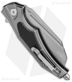 Artisan Cutlery Apache Liner Lock Knife Gray/Black G-10 (3.5" Stonewash) -Artisan Cutlery Shop Artisan Apache LL Black Green G 10 SW ATZ1813PGBK BHQ 87302 jr side