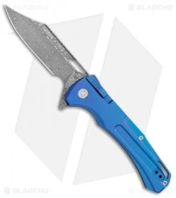 Artisan Cutlery Blowback Recoil-Lock Knife Blue Titanium (3.7" Damascus)