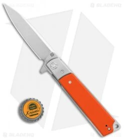 Artisan Cutlery Classic Liner Lock Knife Orange G-10 (3.8" Satin) -Artisan Cutlery Shop Artisan Cutlery Classic Textured Orange G10 satin BHQ 87214 er bottlecap