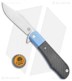 Artisan Cutlery D. Rocket Hyperion Frame Lock Knife CF/Blue Ti (4" Satin) 1834G -Artisan Cutlery Shop Artisan Cutlery D Rocket Hyperion FL CF Blue Ti Satin 1834G BHQ 105422 jr bottlecap