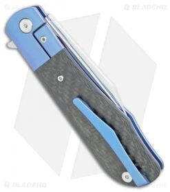 Artisan Cutlery D. Rocket Hyperion Frame Lock Knife CF/Blue Ti (4" Satin) 1834G -Artisan Cutlery Shop Artisan Cutlery D Rocket Hyperion FL CF Blue Ti Satin 1834G BHQ 105422 jr side