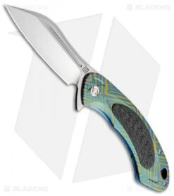 Artisan Cutlery Eterno Liner Lock Knife Green Stripe Ti/CF (3.54" Satin S35VN)