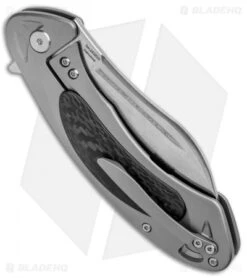 Artisan Cutlery Eterno Frame Lock Knife Gray Ti/CF (3.5" Damascus) -Artisan Cutlery Shop Artisan Cutlery Eterno LL Gray Ti CF Damascus ATZ1818GDGY BHQ 91793 jr side