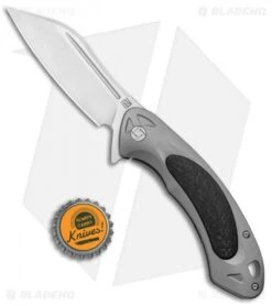 Artisan Cutlery Eterno Frame Lock Knife Gray Ti/CF (3.5" Satin) -Artisan Cutlery Shop Artisan Cutlery Eterno LL Gray Ti CF Satin ATZ1818GGYM BHQ 90067 jr bottlecap