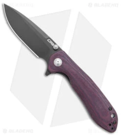 CJRB Scoria Liner Lock Knife Burgundy Micarta (3.5" Black)