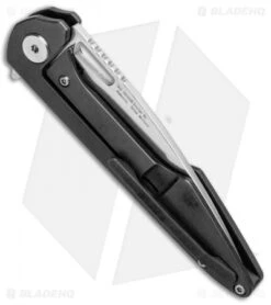 Artisan Cutlery Small Archaeo Frame Lock Flipper Knife Black Ti/CF (3" Damascus) -Artisan Cutlery Shop Artisan Cutlery Small Archaeo FL Black Ti CF Damascus ATZ1821GSDBK BHQ 93340 jr side