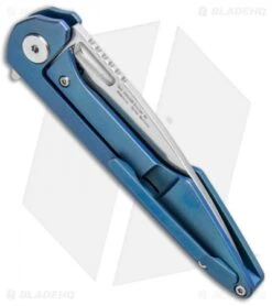 Artisan Cutlery Small Archaeo Frame Lock Flipper Knife Blue Ti/CF (3" Damascus) -Artisan Cutlery Shop Artisan Cutlery Small Archaeo FL Blue Ti CF Damascus ATZ1821GSDBU BHQ 93341 jr side