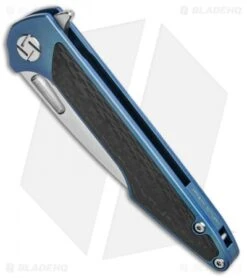 Artisan Cutlery Small Archaeo Frame Lock Flipper Knife Blue Ti/CF (3" Satin) -Artisan Cutlery Shop Artisan Cutlery Small Archaeo FL Blue Ti CF Satin ATZ1821GSBUM BHQ 93339 jr spine