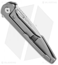 Artisan Cutlery Small Archaeo Frame Lock Flipper Knife Gray Ti/CF (3" Damascus) -Artisan Cutlery Shop Artisan Cutlery Small Archaeo FL Gray Ti CF Damascus ATZ1821GSDGY BHQ 93343 jr side