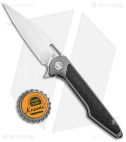 Artisan Cutlery Small Archaeo Frame Lock Flipper Knife Gray Ti/CF (3" Satin) -Artisan Cutlery Shop Artisan Cutlery Small Archaeo FL Gray Ti CF Satin ATZ1821GSGYM BHQ 93345 jr bottlecap