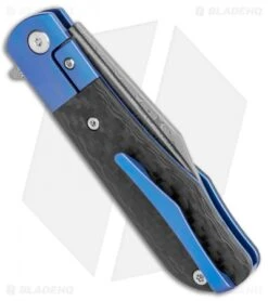 Artisan Cutlery Small Hyperion Bolster Lock Knife CF/Blue Ti (3" Damascus) -Artisan Cutlery Shop Artisan Cutlery Small Hyperion Bolster Lock CF Blue Ti Damascus 1834GS BU BHQ 113175 jr side