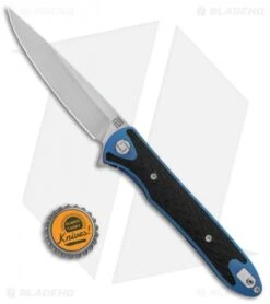 Artisan Cutlery Shark Liner Lock Knife CF/Blue Ti (4" Stonewash) 1707G-BU -Artisan Cutlery Shop Artisan Shark Blue Titanium Large S35VN 1707GBU BHQ 85018 jr bottlecap