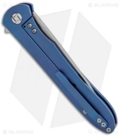 Artisan Cutlery Shark Liner Lock Knife CF/Blue Ti (4" Stonewash) 1707G-BU -Artisan Cutlery Shop Artisan Shark Blue Titanium Large S35VN 1707GBU BHQ 85018 jr side