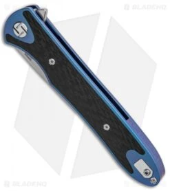 Artisan Cutlery Shark Liner Lock Knife CF/Blue Ti (4" Stonewash) 1707G-BU -Artisan Cutlery Shop Artisan Shark Blue Titanium Large S35VN 1707GBU BHQ 85018 jr spine