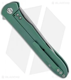 Artisan Cutlery Shark Liner Lock Knife CF/Green Ti (4" Stonewash) 1707G-GN -Artisan Cutlery Shop Artisan Shark Green Titanium Large S35VN 1707GGN BHQ 85019 jr side