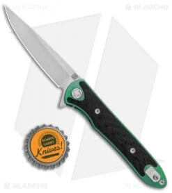 Artisan Cutlery Shark Liner Lock Knife CF/Green Ti (3" Stonewash) 1707GS-GN -Artisan Cutlery Shop Artisan Shark Green Titanium S35VN 1707GSGN BHQ 85023 jr bottlecap
