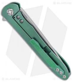 Artisan Cutlery Shark Liner Lock Knife CF/Green Ti (3" Stonewash) 1707GS-GN -Artisan Cutlery Shop Artisan Shark Green Titanium S35VN 1707GSGN BHQ 85023 jr side