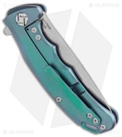 Artisan Cutlery Tradition Frame Lock Knife Green Titanium (3" Stonewash) -Artisan Cutlery Shop Artisan Tradition Mini Green Ti S35VN 1702GS GN BHQ 84988 jr side