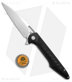Artisan Cutlery Archaeo Frame Lock Flipper Knife Black Ti/CF (3.75" Damascus) -Artisan Cutlery Shop artisan culery archaeo FL Black Ti Damascus ATZ1821GDBK BHQ 93332 NS.Bottlecap