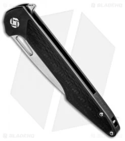 Artisan Cutlery Archaeo Frame Lock Flipper Knife Black Ti/CF (3.75" Damascus) -Artisan Cutlery Shop artisan culery archaeo FL Black Ti Damascus ATZ1821GDBK BHQ 93332 NS.Spine